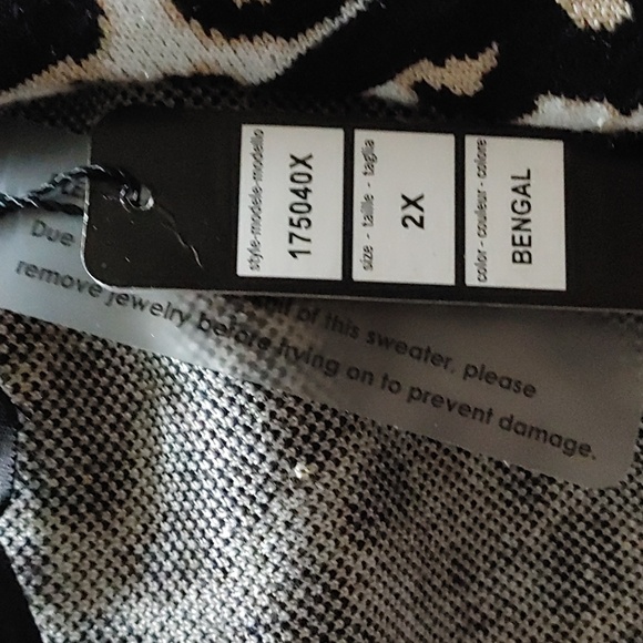 Belldini Leopard Print Moto Zip Front Cardigan Sweater Sz.2X NWT - Picture 6 of 8